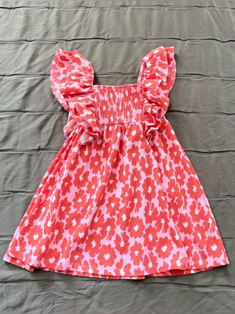 Zara Red and Pink Floral Smocked Dress / Size 2-3 Years